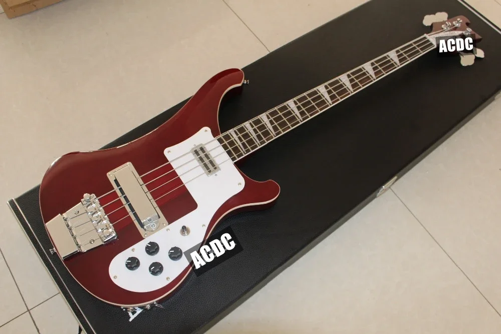 

Neck Thru Body 4 Strings Wine Red 4003 Electric Bass Guitar Chrome Hardware, Triangle MOP Fingerboard Inlay, Dual Output Jacks