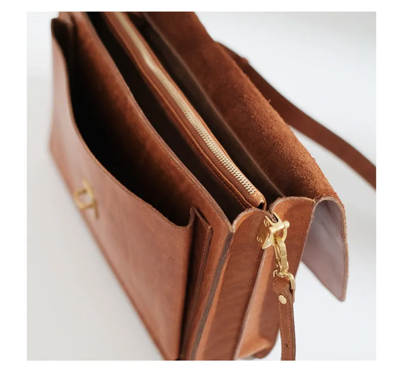 Fashion luxury organizer genuine leather women's briefcase designer business casual real cowhide work handbag lock messenger bag