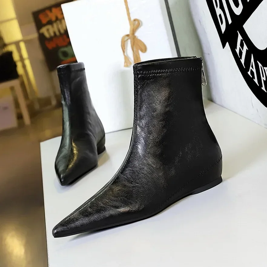 Ботинки BIGTREE коллекция 2024 зимняя мода женские ботильоны с острым носком