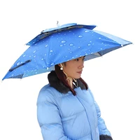 rain gear summer new creative sunrain solid double windproof anti uv umbrellas hat fishing hat portable