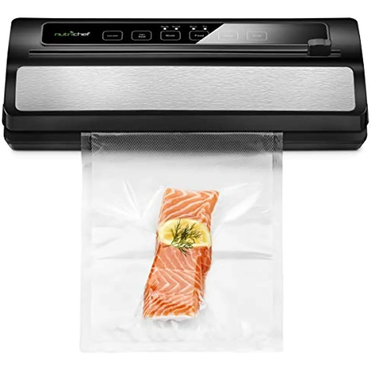 NutriChef Vacuum Sealer Automatic Vacuum Air Sealing System for Food Preservation W/ Starter Kit  Compact Design