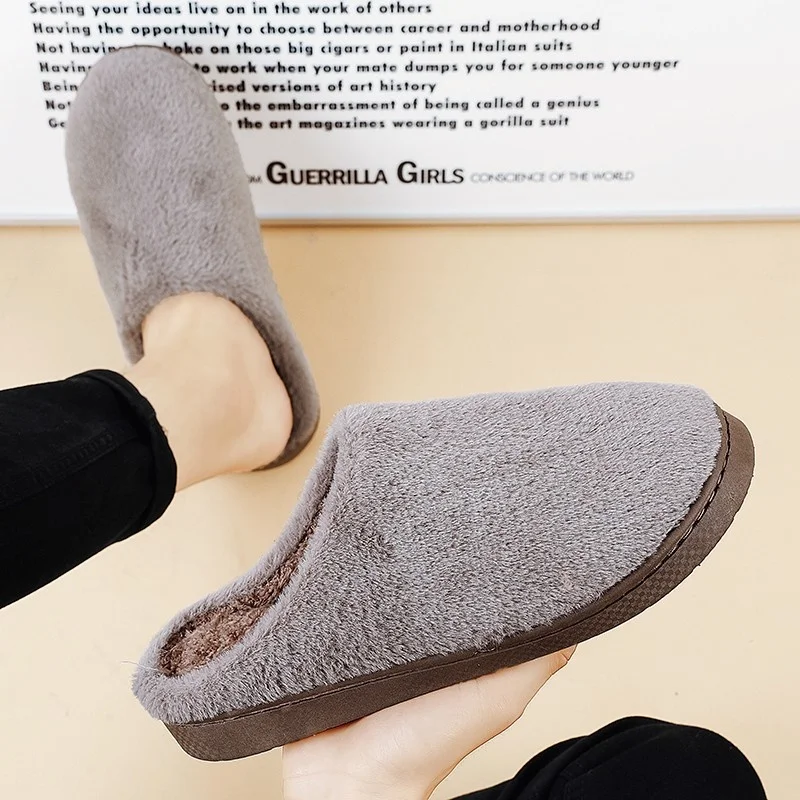 

Men Home Cotton Slippers Indoor Slippers Short Plush Warm Lightweight Non-slip Waterproof Men Cotton Shoes Winter Cotton Slipper