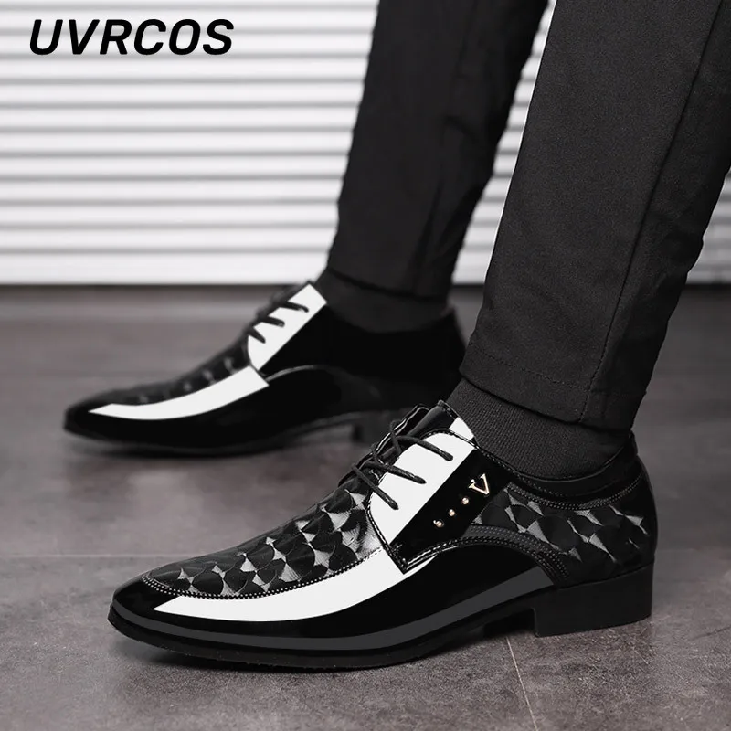

Men Leather Shoes Business Dress Fashion Bright Color Comfortable Breathable Low-top Plus Size 2022 Spring New