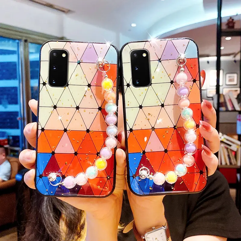 Luxury Love bracelet Phone Case For Samsung Galaxy S20FE S21 S20 S10 S9 Plus Ultra Note 8 9 10 20 Coque Chain Wrist Strap Cover