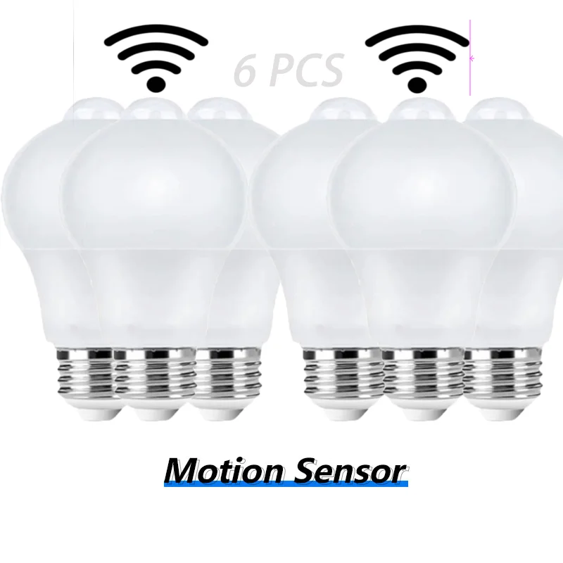 

6 шт. светодиодных ламп PIBAOGU с датчиком движения E27 6-20Вт