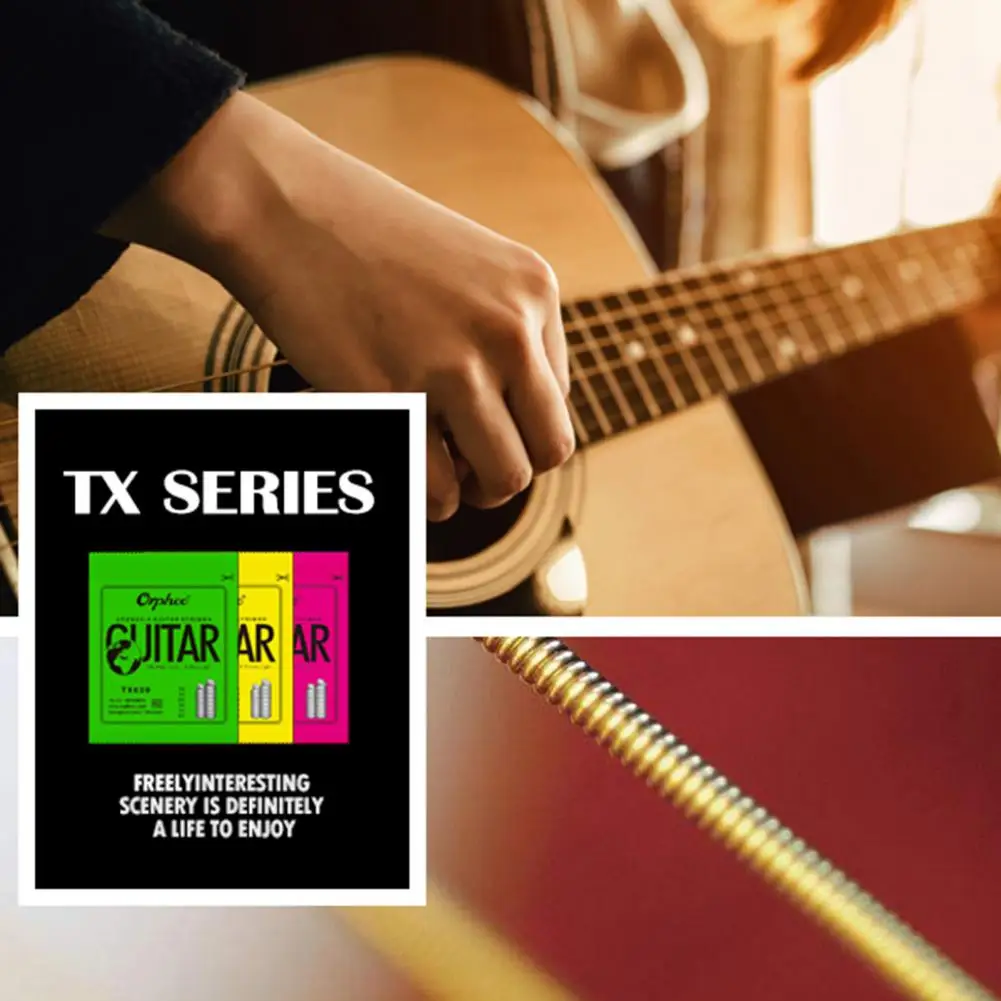 

Wear-resistant Wooden Guitar String Replacement Single Folk Guitar String Comfortable Touch Instrument Accessories