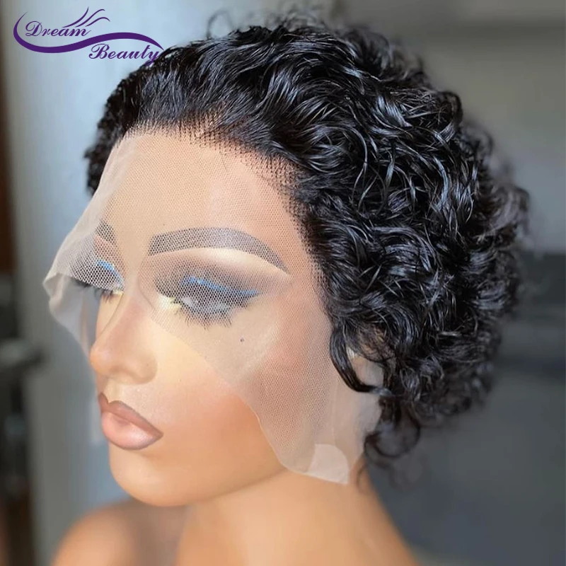 Парик фея из человеческих волос Короткие вьющиеся человеческие волосы парики