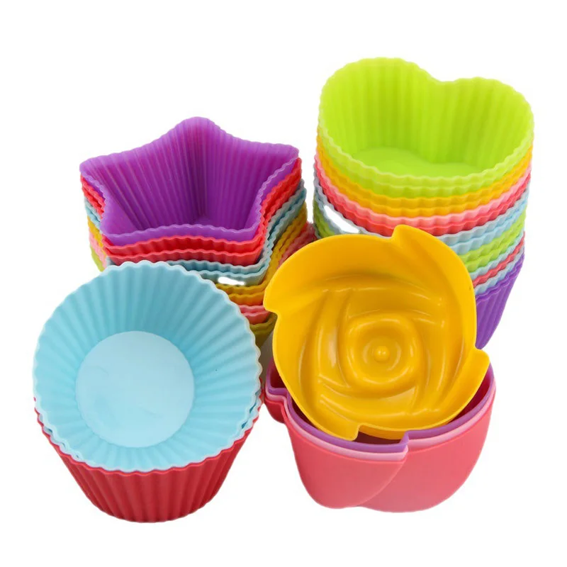 

5Pcs Silicone Mold Cupcake Chocolates Mousse Cake Pudding Muffin Baking Bakeware Nonstick Heat Resistant Reusable Cookie Moulds
