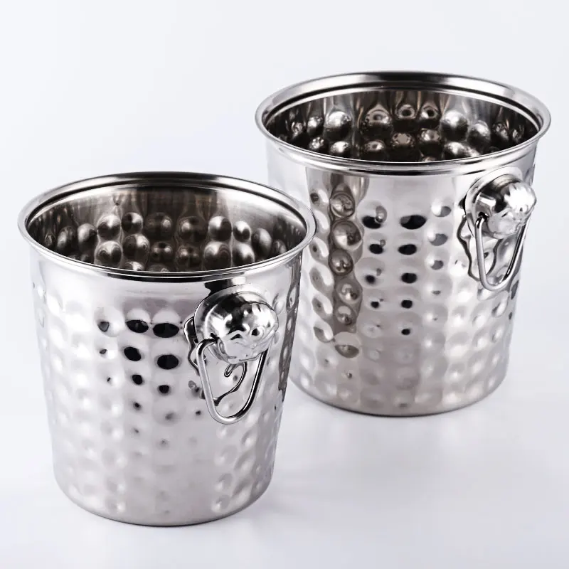 

Silver Stainless Steel Ice Punch Bucket Wine Beer Cooler Champagne Cooler Party Creative Ice Buckets Wine Coolers Chillers