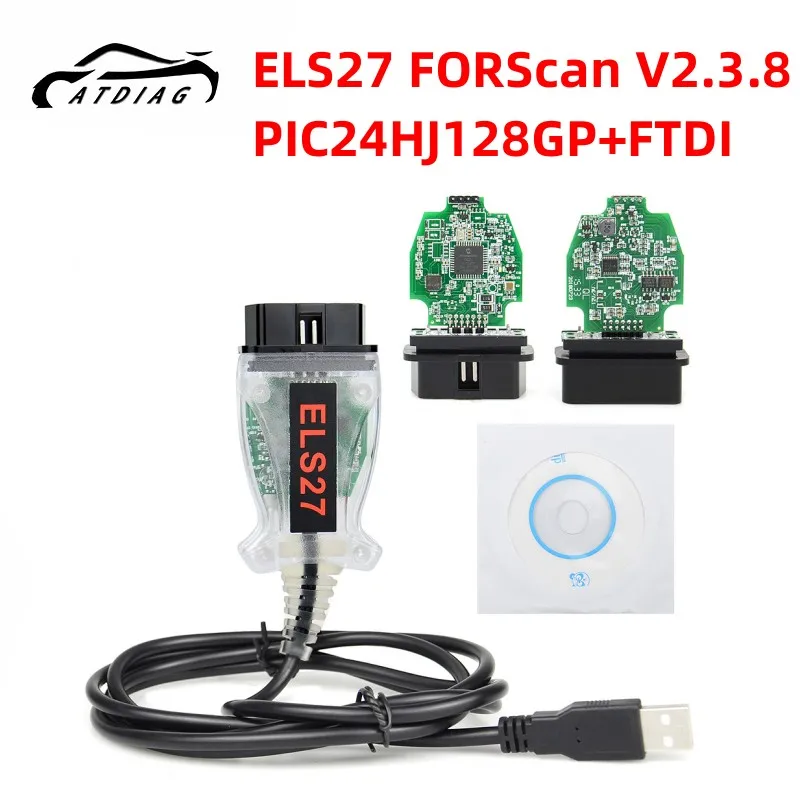 

V2.3.8 ELS27 FORScan зеленая печатная плата PIC24HJ128GP + FTDI микрочип Многоязычная работает ELM327 & J2534 Pss-Thru для Mazda