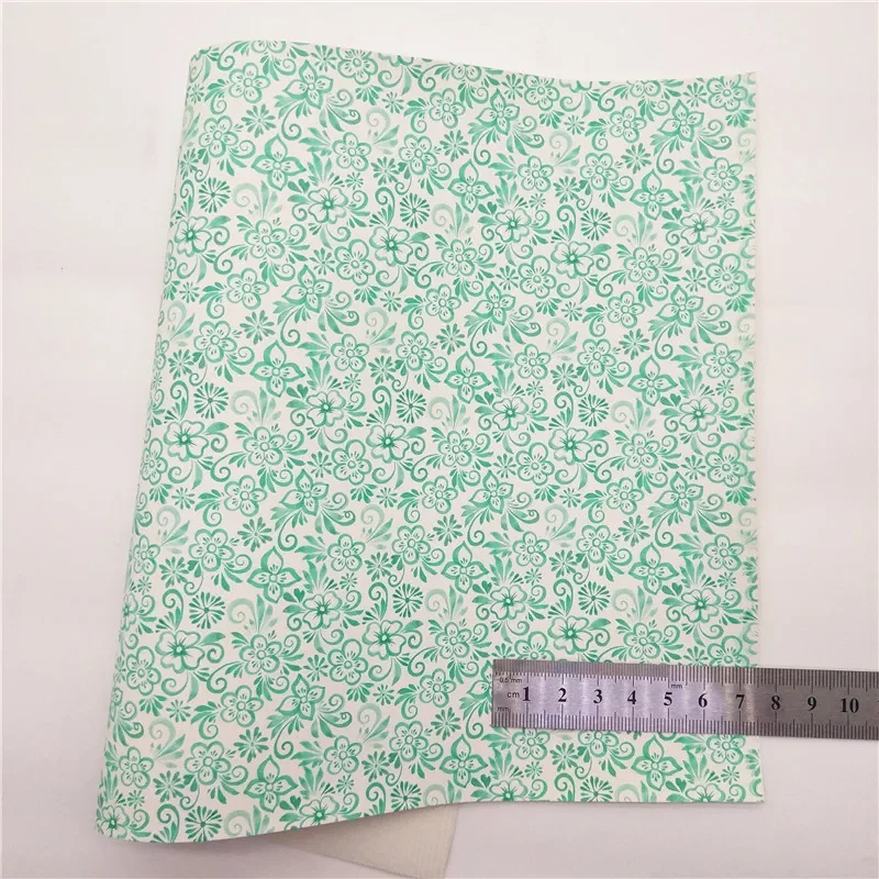 Minit Chunky Glitter Leather Flowers Printed Synthetic Weave Embossed Faux Vinyl Litchi For Bow DIY 21x29CM Q504