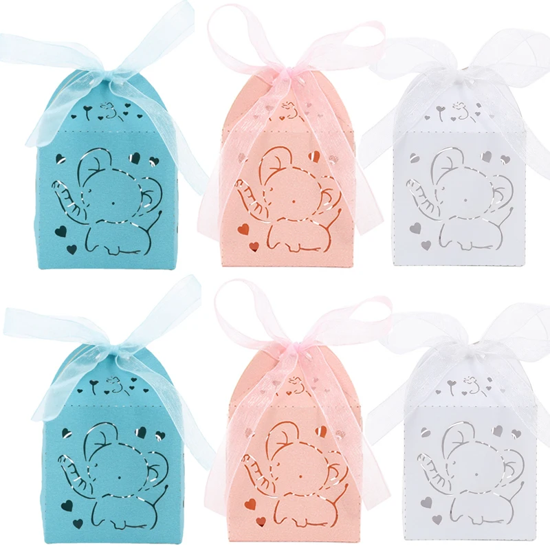 Baby Shower Birthday Decoration Cookie Paper Boxes Gifts Blue Pink Wedding Party Supplies