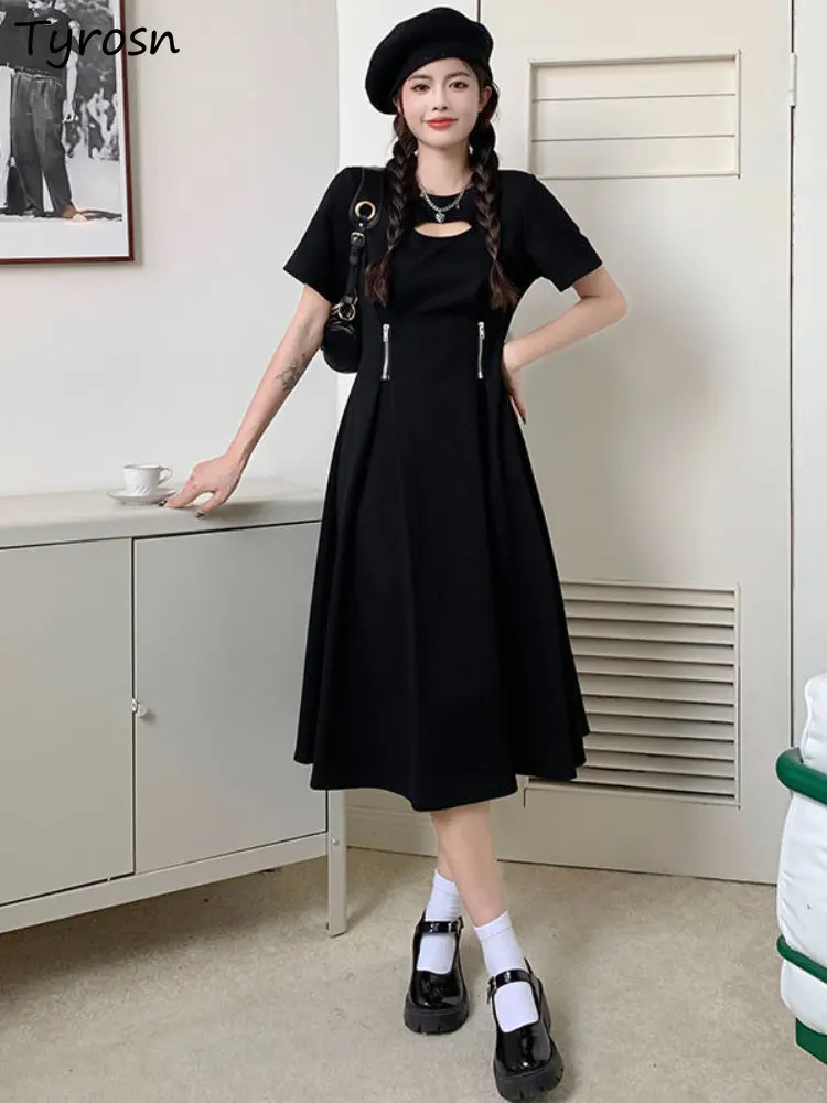 

Платье женское базовое с вырезами, элегантный повседневный минималистичный модный сарафан в Корейском стиле, для отдыха, лето