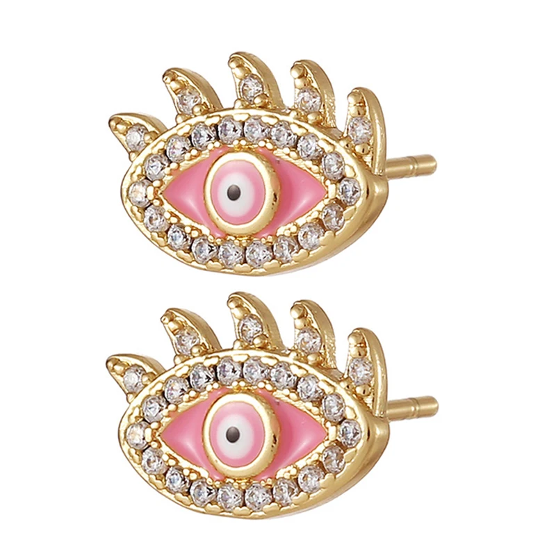 

Evil Eye Stud Earring Cz Zircon Colorful Enamel Lucky Turkish Eye Piercing Earrings for Women Men Fancy Fashion Jewelry 2022