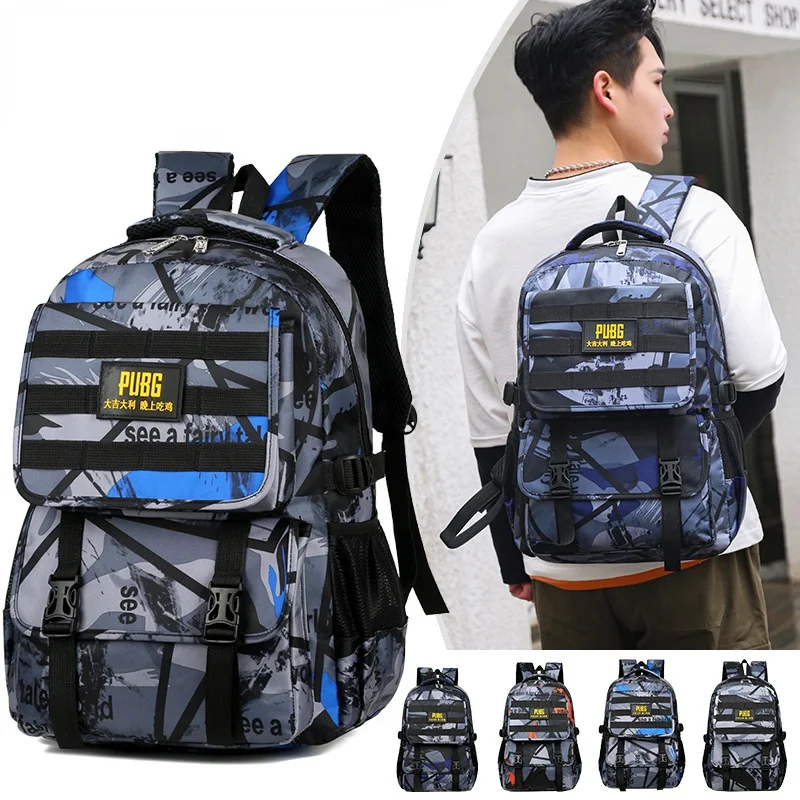 Fashion Trend Lightweight Camouflage Game Backpacks New Large Capacity School Bags for Men Junior Middle School Students Hot