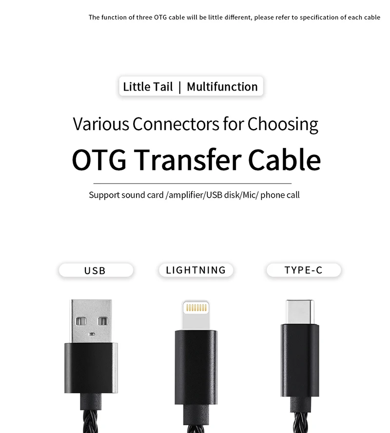 JCALLY OT4 OTG multi-function adapter cable Light-ning TPYE-C USB interface wire control for UP5 M3X UA2 ATOM LINK2 UA5 BEAM3S |