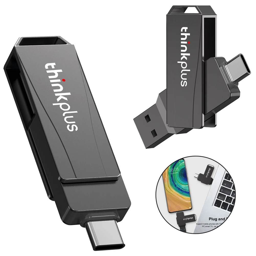 

USB 3.1 Type-C двойной металлический U-диск, вращающийся USB флеш-накопитель, высокоскоростная передача, U-диск 32 ГБ/64 Гб/128 ГБ/256 ГБ/512 ГБ для телефона, ...