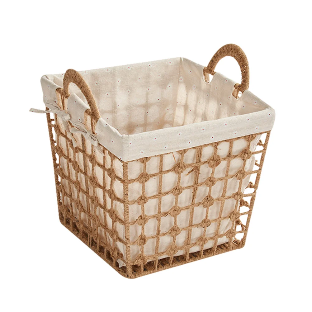 

1pc Woven Laundry Basket Countertop Storage Baskets Cotton Laundry Basket Clothes Hamper Hyacinth Cube