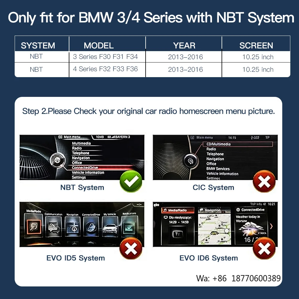 Фото Автомагнитола CARABC с 10,25-дюймовым экраном, системой Linux, Android Auto и CarPlay для BMW (NBT F10 F15 F20 F25 F30 F48) №1