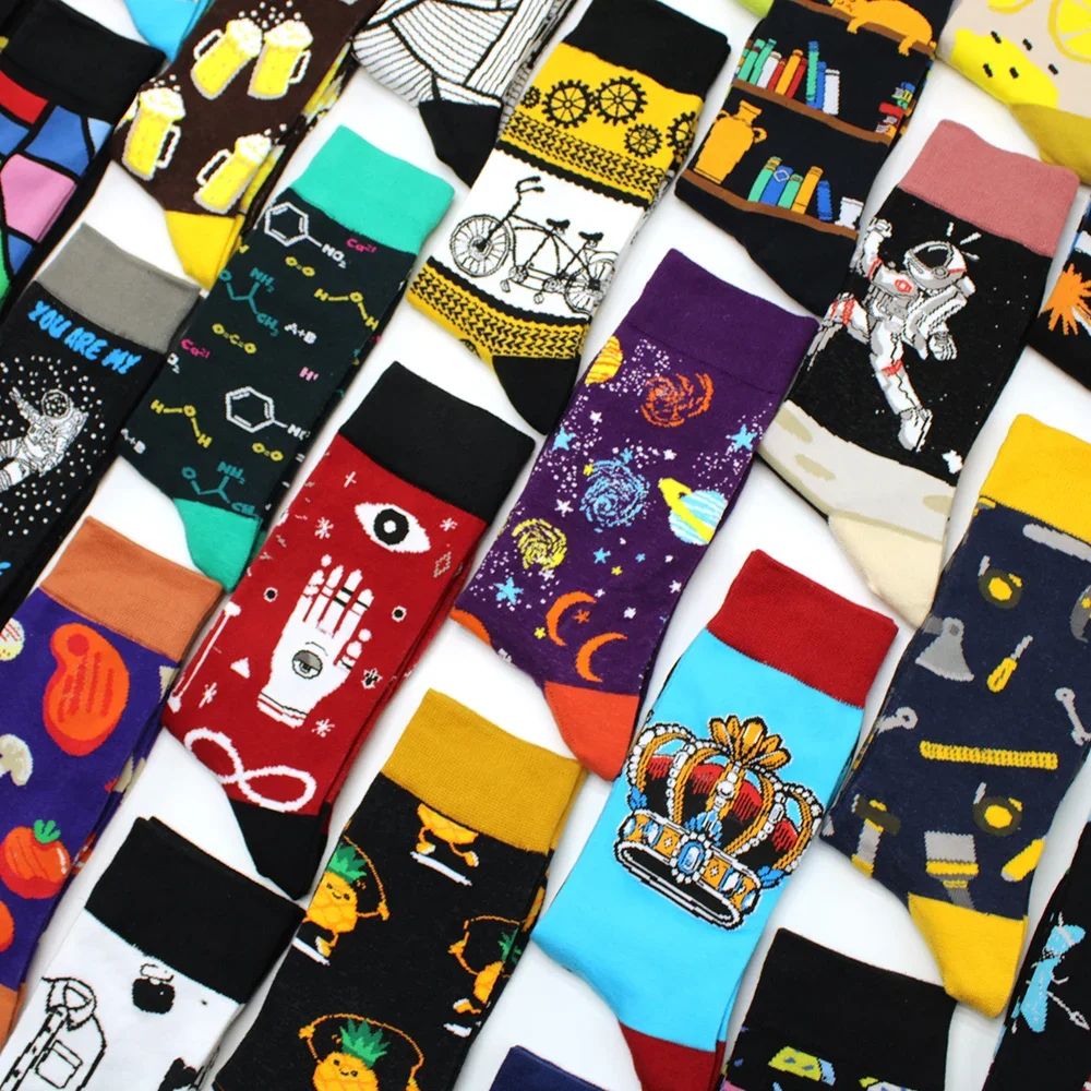 

Funny Socks Fashion Hip Hop Skateboard Socks Cotton Cartoon Beer Bicycle Astronaut Pizza Pineapple Men Women Socks Calcetines