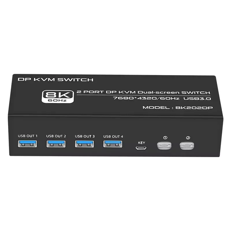 Фото 8K202DP Fjgear: Настраиваемый KVM-переключатель DisplayPort 8K (7680*4320/60Гц) с двумя экранами, 2 порта HD/USB DP №4