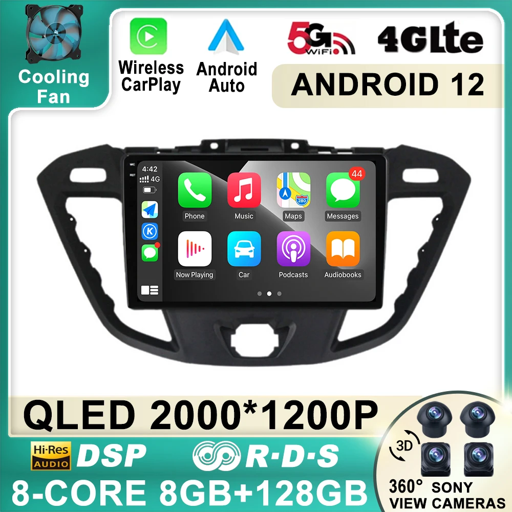 Автомагнитола на Android 12 мультимедийный плеер для Ford Transit Tourneo Custom 2016 - 2020 DSP IPS Авто