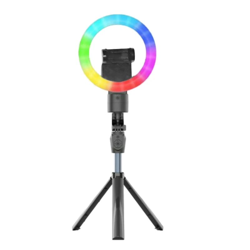 

RGB Ring Light Selfie Stick Tripod For Live Broadcast/Outdoor Travel With Remote Control Follower Rotating Fill Light