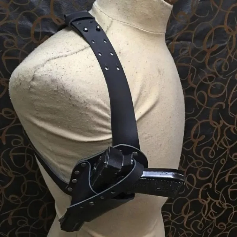 

Cosplay Props Tactical Concealed Leather Double Underarm Pistol Gun Shoulder Holster Steampunk Holder Bag Carrier For Costume
