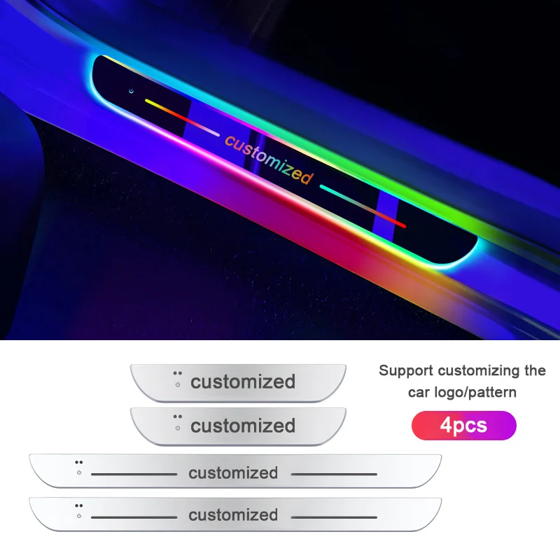 4 шт., индивидуальные автомобильные светящиеся лампы для порога, пороговая лампа, добро пожаловать, накладка на педаль, окружающий свет с подсветкой