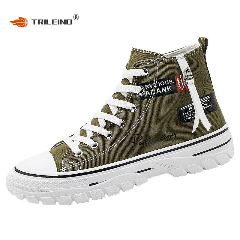 

New Men's Vulcanize Canvas Shoes High Top Sneakers Casual Breathable Platform Shoes Man Trainers Tenis Masculino Chunky Sneakers
