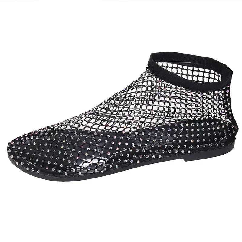 Женские ажурные туфли со стразами дизайнерская Повседневная прогулочная обувь