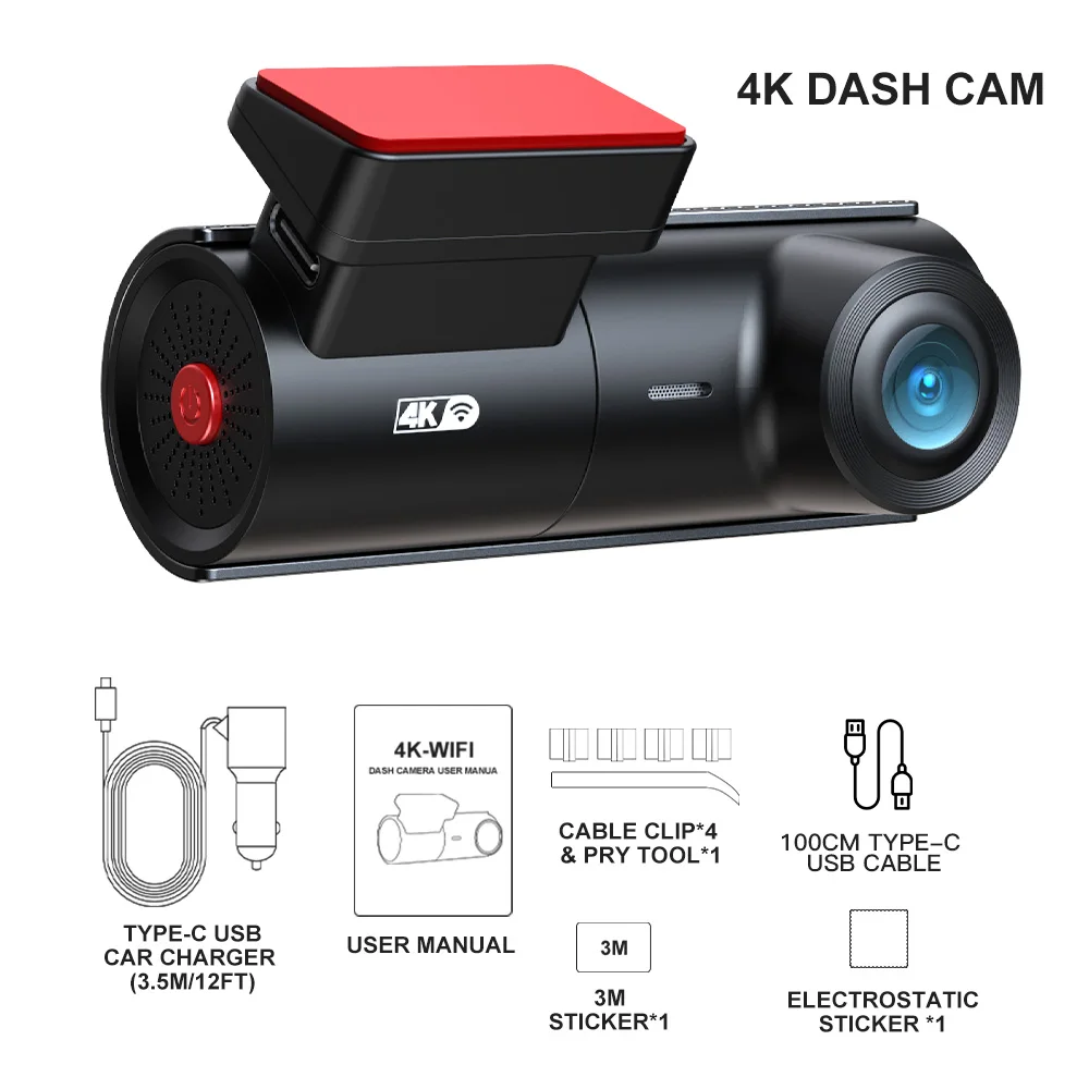 

Видеорегистратор BEPOCAM ZD03 4K для автомобилей Wi-Fi с 170 ° Широкоугольный FOV WDR Автомобильный видеорегистратор ночного видения 24 часа Монитор парковки WIFI и управление через приложение