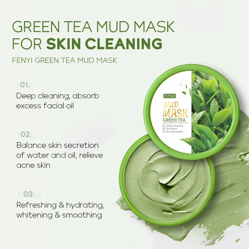 

Green Tea Mud Mask 100g Deep Cleansing Refreshing Shrink Pores Balance Skin Secretionof Water And Oil Relieveacne Skin 1pcs