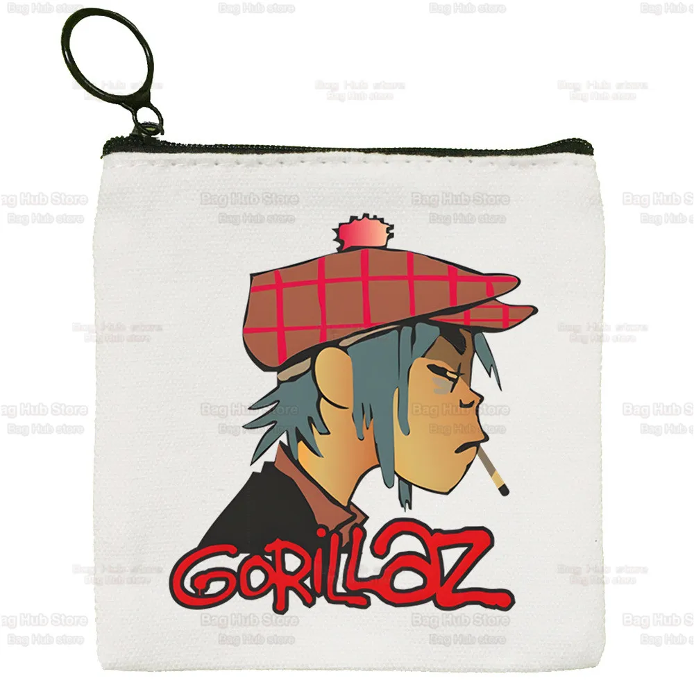 Gorillaz Modern Coin Purse Vintage Mini Wallet Change Pouch Music Band Cartoon Keys Card Storage Card Bag Zipper