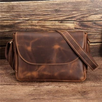 vintage genuine leather messenger bag leather shoulder bag men crossbody bag male sling leisure casual bag tote handbag 8054