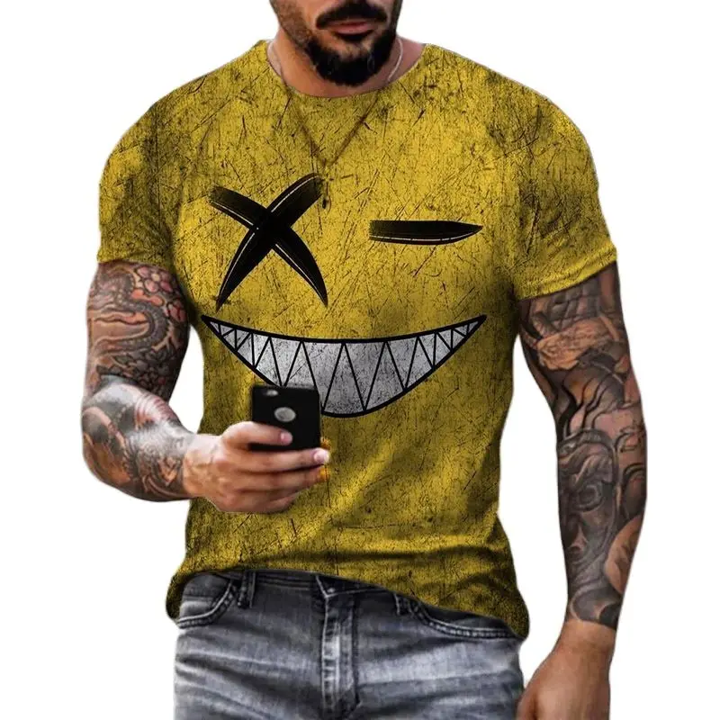 

Funny Face Graphic T-Shirt For Men 3D Printing Short Sleeve Tee Casual Outdoor Streetwear Oversized Men'S Clothing Top Summer