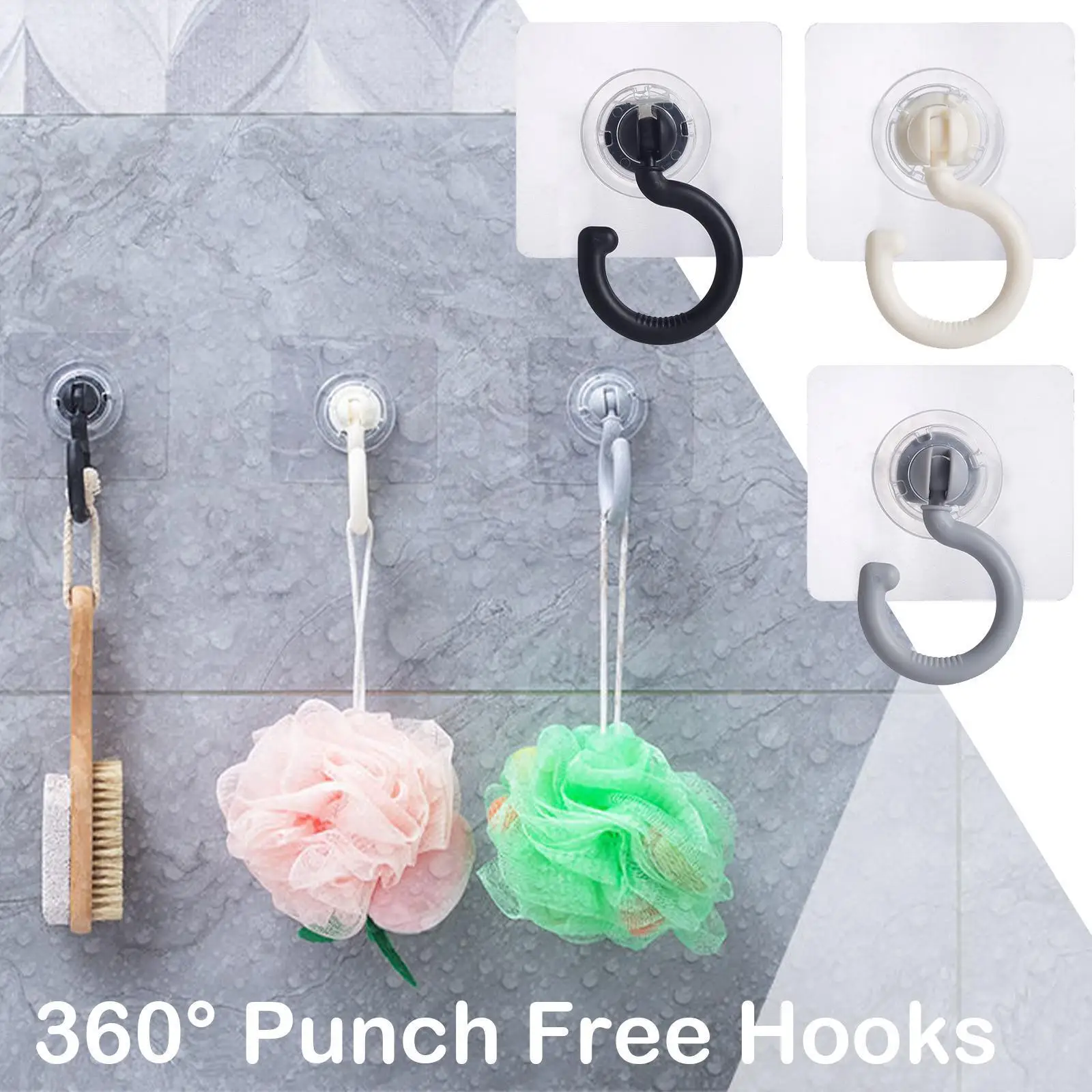 

360° Punch Free Hooks Hook Multi-function Paste Hook Hot Sticky Hook Hook Household Rear Hook Merchandises Strong Sale Door K5V8