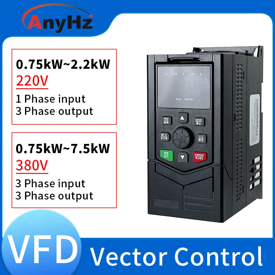 Inversor VFD 220V/380V Input1.5KW,2.2KW,4KW,5.5KW,7.5KW controlador de velocidad Variable convertidor de frecuencia inversor para Motor trifásico