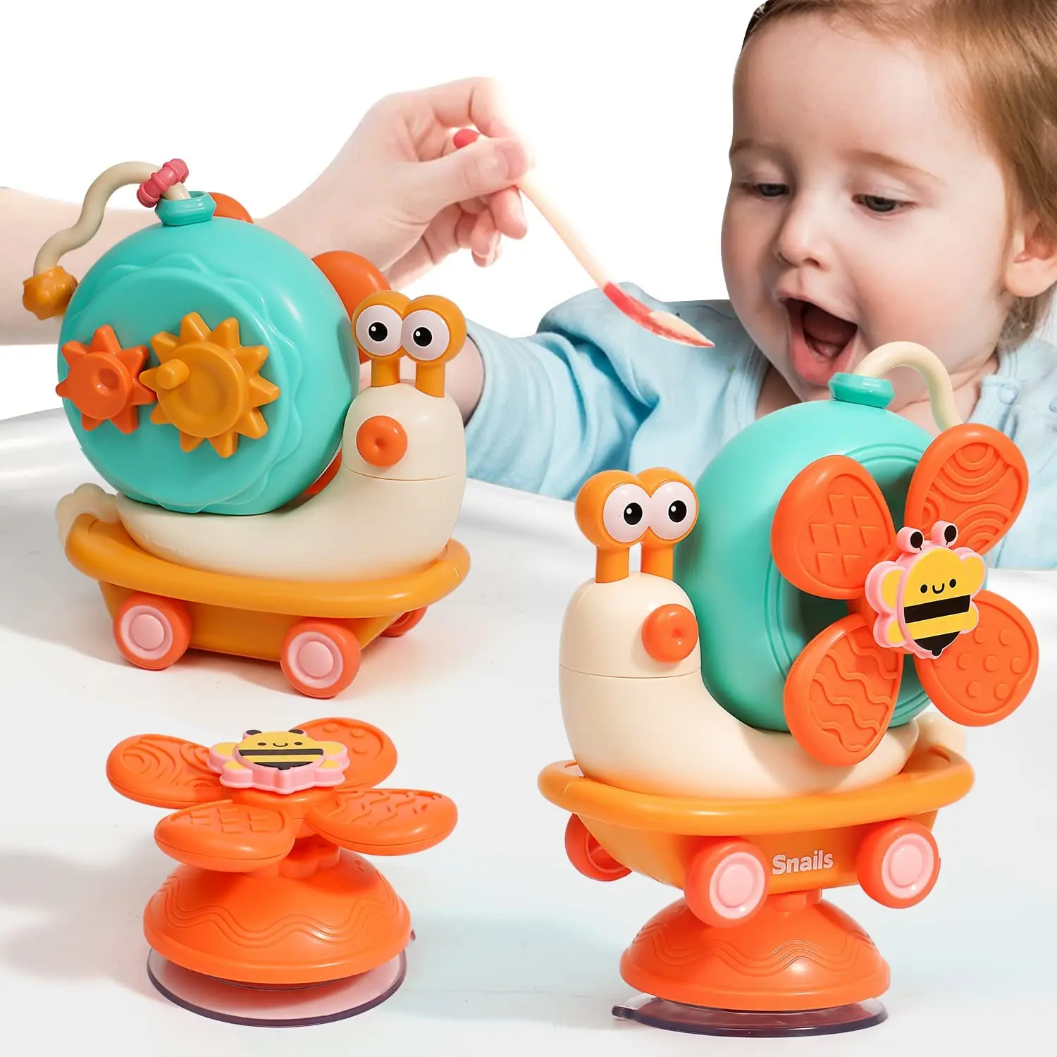Push Car Spinner Toy Montessori Suction Cup Spinner Baby Toy