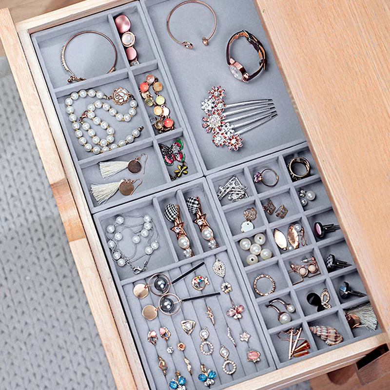

Hot Sales Fashion Portable Velvet Jewelry Ring Jewelry Display Organizer Box Tray Holder Earring Jewelry Storage Case Showcase