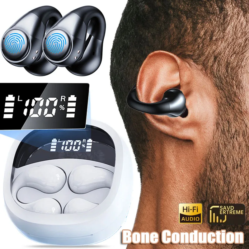 

Ear Clip Wireless Headphone with Mic Bluetooth V5.3 Earphones Noise Reduction Touch Control Sports Headsets for Iphone 2023