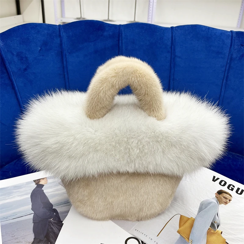 

Женская модная дизайнерская меховая сумка, новинка 2022, Женская Роскошная сумка из меха норки, женская сумка для свадебной вечеринки, сумка ч...