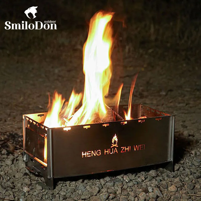 

SmiloDon Portable Firewood Bonfire Outdoors Folding Stove Charcoal Burner Wood Furnace Camping Campfire Heater Accsesories