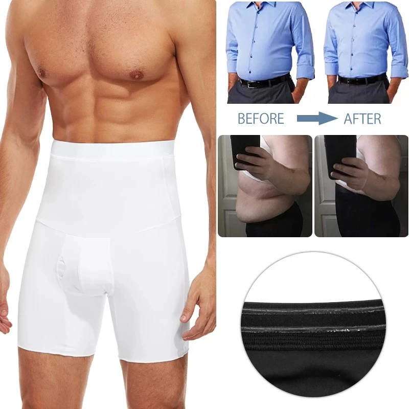 

Male Non-Slip Underwear 5 Points Underpants Silicone Men's Boxers Body Shaper Shorts High Waist Seamless Abdominal Waist Tight