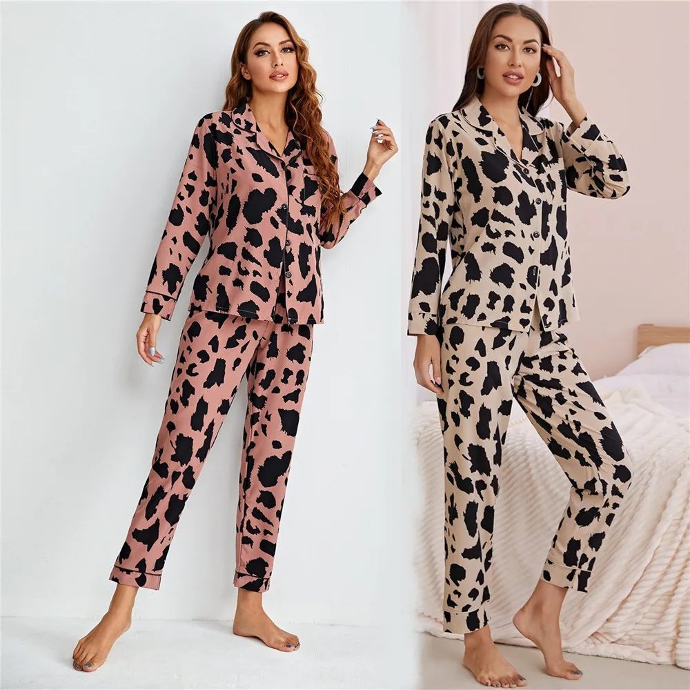 

Women Pajamas Autumn printing Long Sleeve Trousers Suit Printing Fashion Pyjamas Set sleepwear women set female loungewear