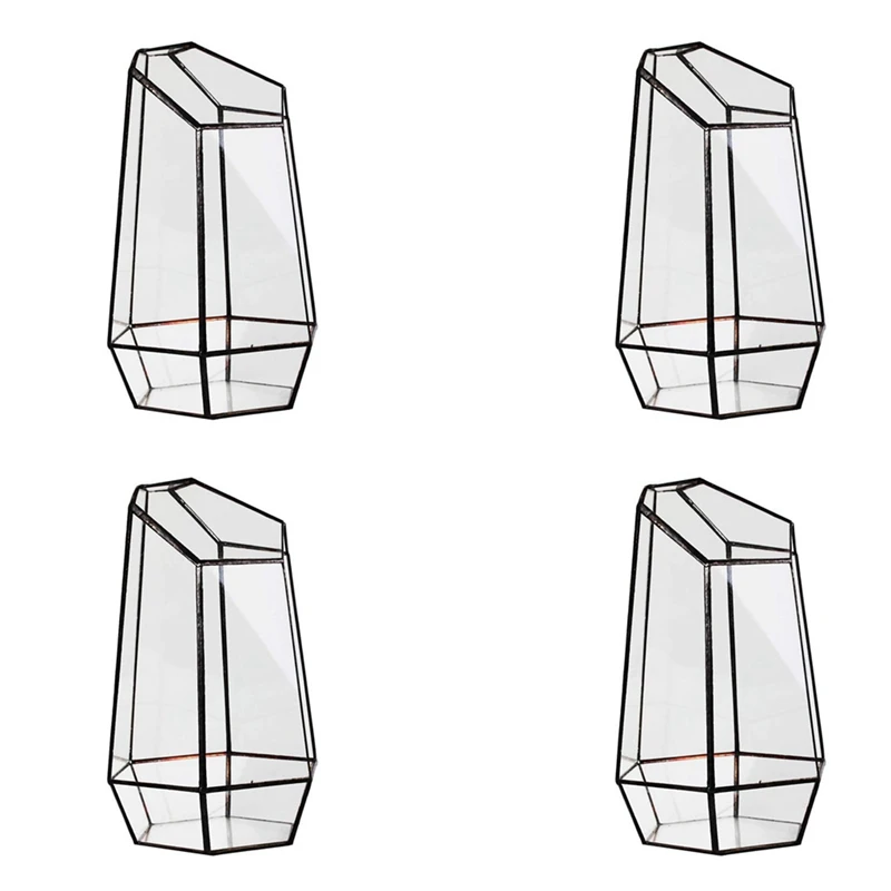 

4X House Greenhouse Hexagonal Glass Vase For Fee Garden Miniature Mini Landscape