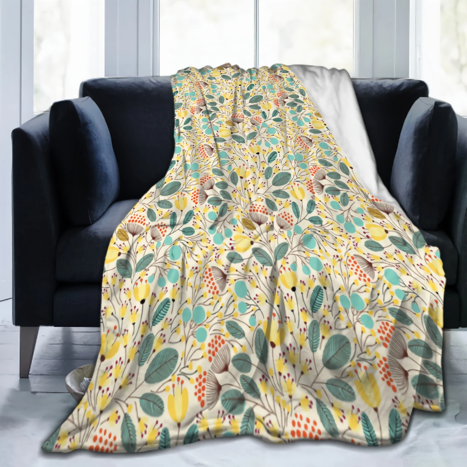 

Elegant Flowers Blanket for Kids Adults Sherpa Blanket for Boys Soft Cozy Girl Fuzzy Throw Blanket Plush Blanket for Women