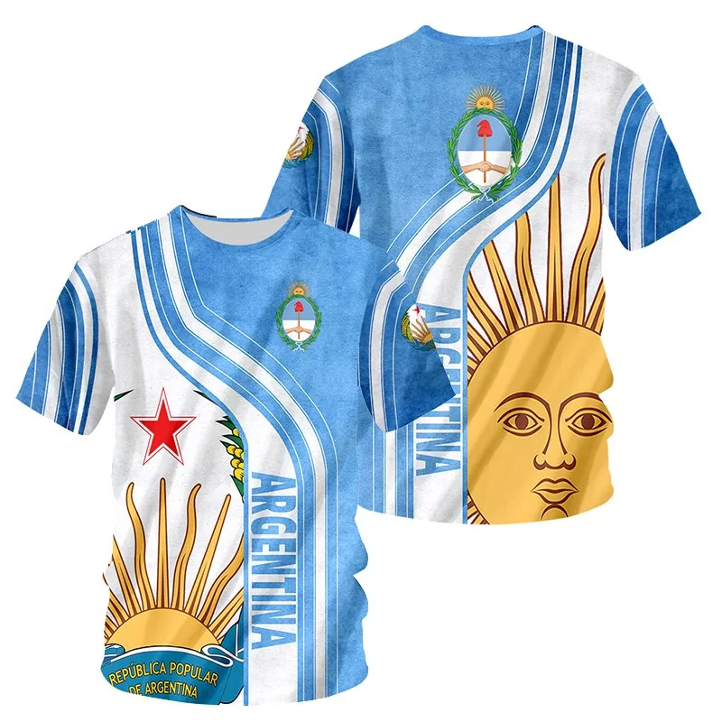

Argentina Flag 3D Print T-shirt Men's Hip Hop Harajuku Street Outfit Oversized T-shirt