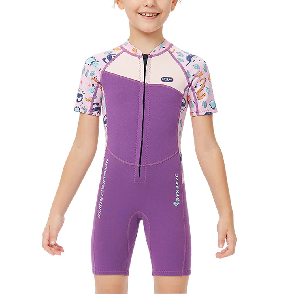 

2 5MM One-piece Kids Wetsuit Wetsuits Neoprene Thermal Rash Guard UV Protection Front Zipper Snorkeling Surf Suit S