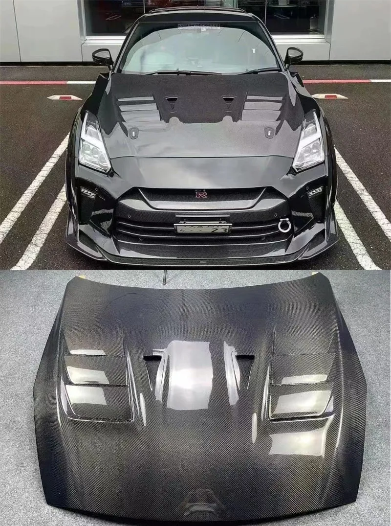 

For Nissan R35 GTR GT-R Top Secret Style High Quality Real Carbon Fiber Front Bumper Engine Hood Vent Cover